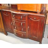 A mid 20th century oak sideboard, width 123cm and a mahogany side table (2).