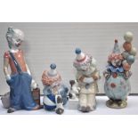 Four Lladro clown figures in various poses (4). CONDITION REPORT No visible signs of damage.