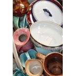 Two boxes of various ceramics to include decorative plates, teaware, jugs, ceramic ashtrays etc