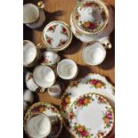 A quantity of Royal Albert "Old Country Roses" to include cake plates, cups, sauces, tea pot etc.