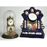 An early 20th century Continental transfer decorated gilt heightened porcelain clock frame, height