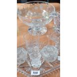 A small quantity of crystal and cut glass to include a boxed Stewart Crystal bowl, decorated with