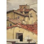 SEAN RICE (1931-1997); watercolour, Italian roof tops, signed, 28 x 21cm, framed and glazed.