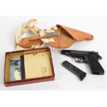 A Walther auto pistol, 6.65mm, with shoulder pouch, with deactivation certificate.