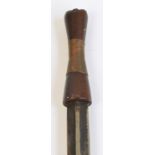 A Shi short sword, Congo, with shaped blade, wirework scabbard and wooden grip, length 57.5cm.