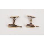 A pair of 925 standard silver chain link cufflinks in the form of cricket bats.