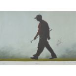 A Tiger Woods, limited edition print 133/500, by Peter Deighan.