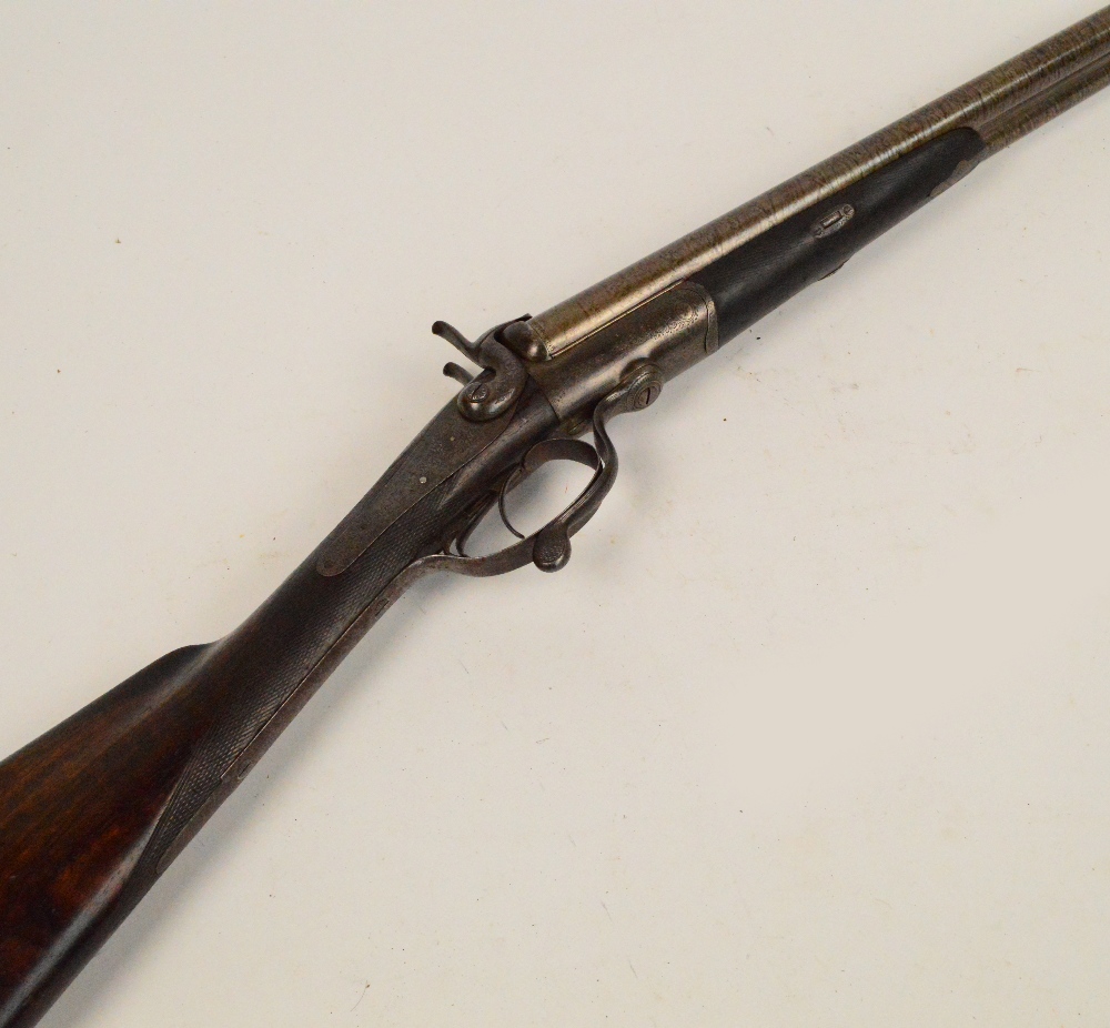 A 12 bore George Smith underlever pinfire hammer gun, with foliate engraving,