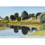 RAY CROMPTON; watercolour "Ribchester The Anglers View", signed and inscribed to mount, 38.