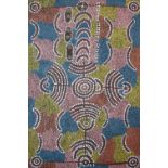 ALICE NAPANARDI; Aboriginal acrylic on canvas, "Honey ant", 76 x 50cm, unframed.