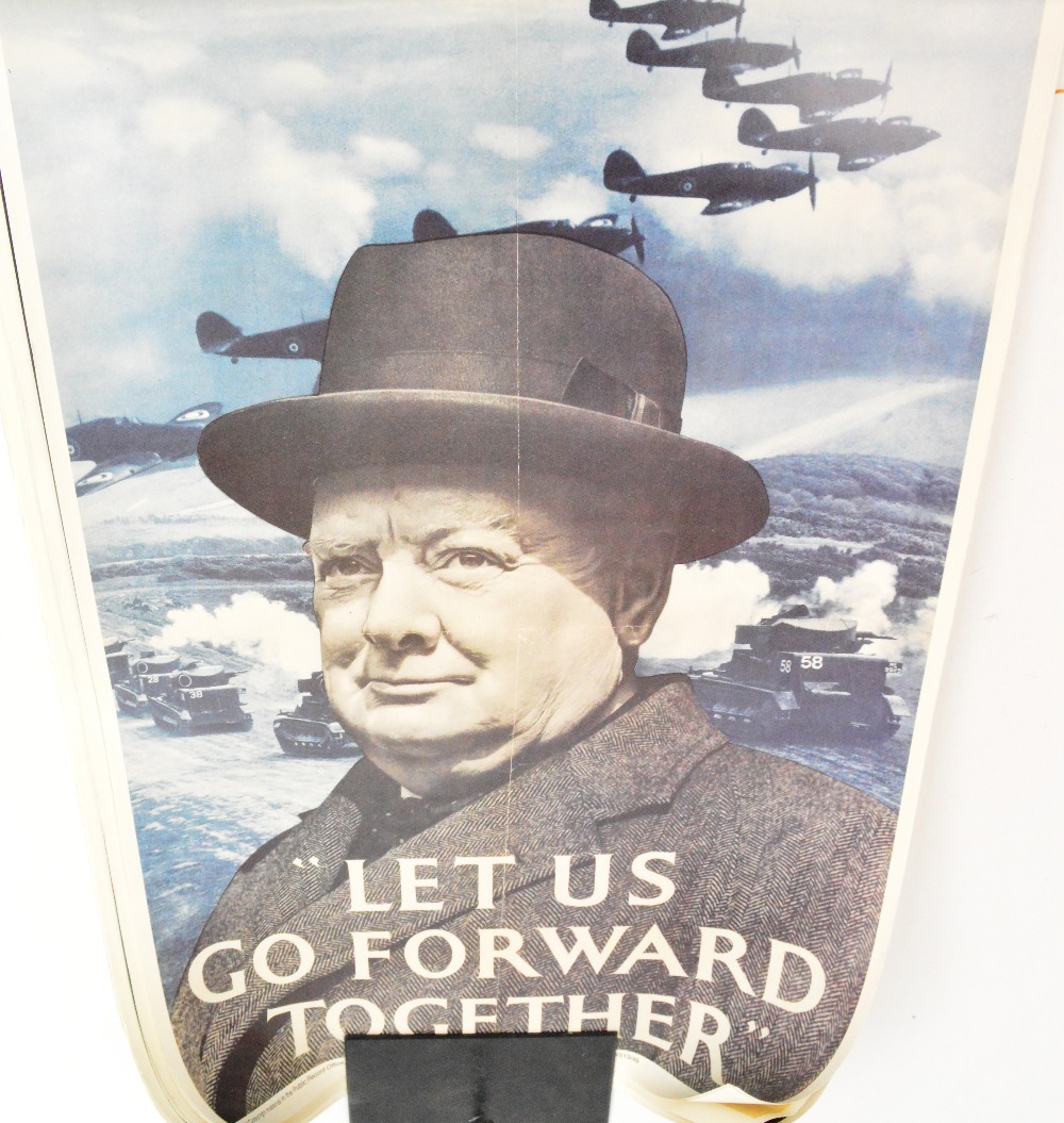 A collection of modern WWII propaganda poster reprints to include RAF, Winston Churchill etc.