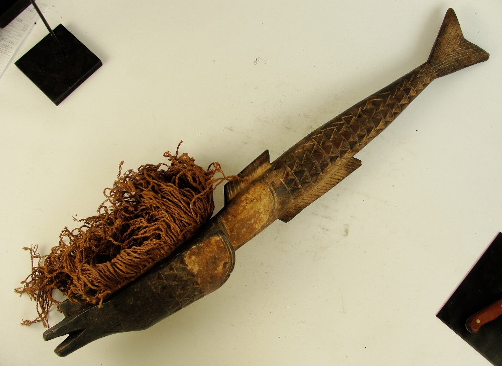 A Igo "Ijaw" barracuda headdress, Nigeria, with traces of kaolin and natural fibre adornment, - Image 4 of 6