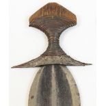 A Kuba Ikul dagger, Congo, with shaped blade,