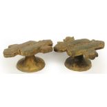 A pair of 18th century Benin bronze Oba (chief) mud fish stools,