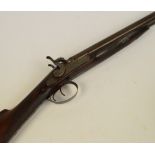 A 10 bore muzzle loading percussion cap hammer gun, with walnut stock and skelp barrels.