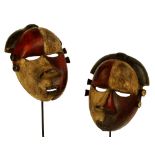 A pair of Salampasu masks, Democratic Republic of the Congo,