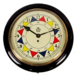 An early 20th century RAF sector wall clock, the stained circular frame centred with a painted