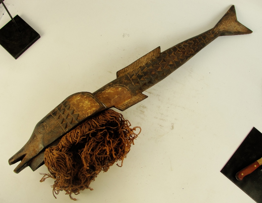 A Igo "Ijaw" barracuda headdress, Nigeria, with traces of kaolin and natural fibre adornment, - Image 2 of 6