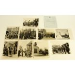 Eight black and white photographs of King George VI's visit to the Royal Berkshire Regiment on 7th