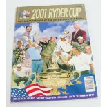 A Rare 2001 Ryder Cup programme, for the cancelled match, due to the events of 9/11.