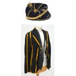 A Royal Corps of Signals Rugby Football Club striped vintage jacket, a modern associated tie and a