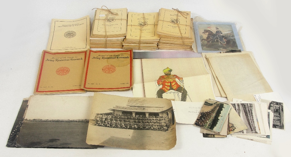 A large collection of The Military Historical Society bulletin 1950-1980, postcards, prints etc.