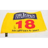 The 2002 Open Championship, Muirfield, 18th hole flag, signed by the winner, Ernie Els.