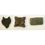 Three Viking bronze part belt mounts.