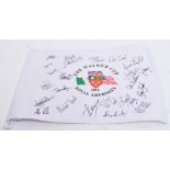 A 2011 Walker Cup flag, from Royal Aberdeen Golf Club, signed by all team members from both teams.