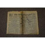 A copy of The Daily Telegraph, D-Day, 7th June 1944.