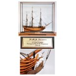 A large static scale model of the three masted 32 gun frigate "HMS Unicorn",