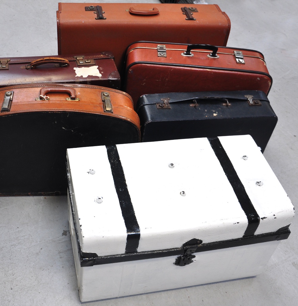 A collection of vintage suitcases,