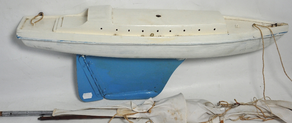 A mid twentieth century white painted model of a yacht, "Summer Cloud", length 70cm.