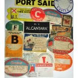 A quantity of vintage loose luggage labels including Cunard Line White Star First Class,