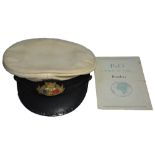 An early twentieth century Amson sailor's cap made by Moussa & son, Bombay with P&O badge to front,