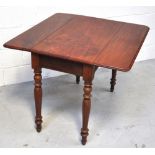 A 19th century Pembroke table on turned legs and one drawer, length 90cm.