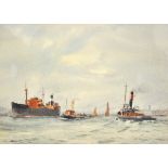 F.E. DANIEL; watercolour, "Shipping on the Thames", signed and dated 1976, inscribed verso, 26.