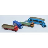 Four unboxed playworn Dinky diecast vehicles, comprising two Foden trucks,