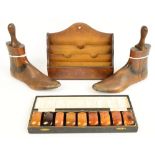 A pair of late 19th century boot or shoe stretchers, each in three pieces with removable centre,