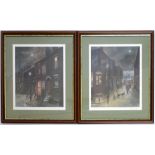 AFTER TOM BROWN; pair of signed limited edition colour prints, Northern street scenes,