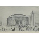 LAURENCE STEPHEN LOWRY (1887-1976) signed black and white print "The Reference Library Manchester",