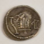 Himyarite Kingdom, AR Denarius, unknown date, bull's head to reverse.