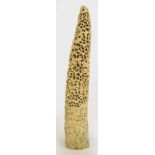 A 19th century Chinese Canton carved ivory tusk tip,