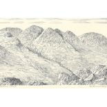 ALFRED WAINWRIGHT (1907-1991); pen and ink "Crinkle Crags", signed, inscribed, 17 x 21.