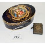 A Vienna porcelain oval lidded trinket box, 11.