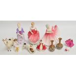 A collection of Royal Doulton comprising six figures, a goat,