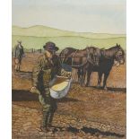 In the manner of STANLEY ANDERSON (1884-1966); watercolour "The Sower", bears signature,