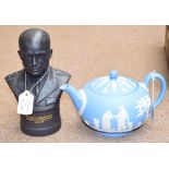 A boxed Wedgwood limited edition black basalt bust "The Eisenhower Bust", numbered 2447/5000, with