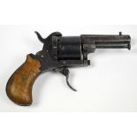 A late 19th century Belgian pinfire revolver, stamped 49 to barrel, length 14cm.