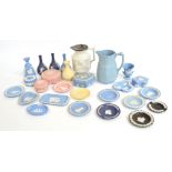 A collection of Wedgwood jasperware in blue,